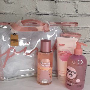VICTORIA'S SECRET 'PINK' LOGO TOTE & BODY CARE 4-PIECE SET